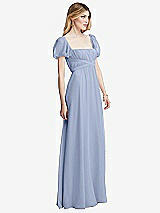 Side View Thumbnail - Sky Blue Regency Empire Waist Puff Sleeve Chiffon Maxi Dress
