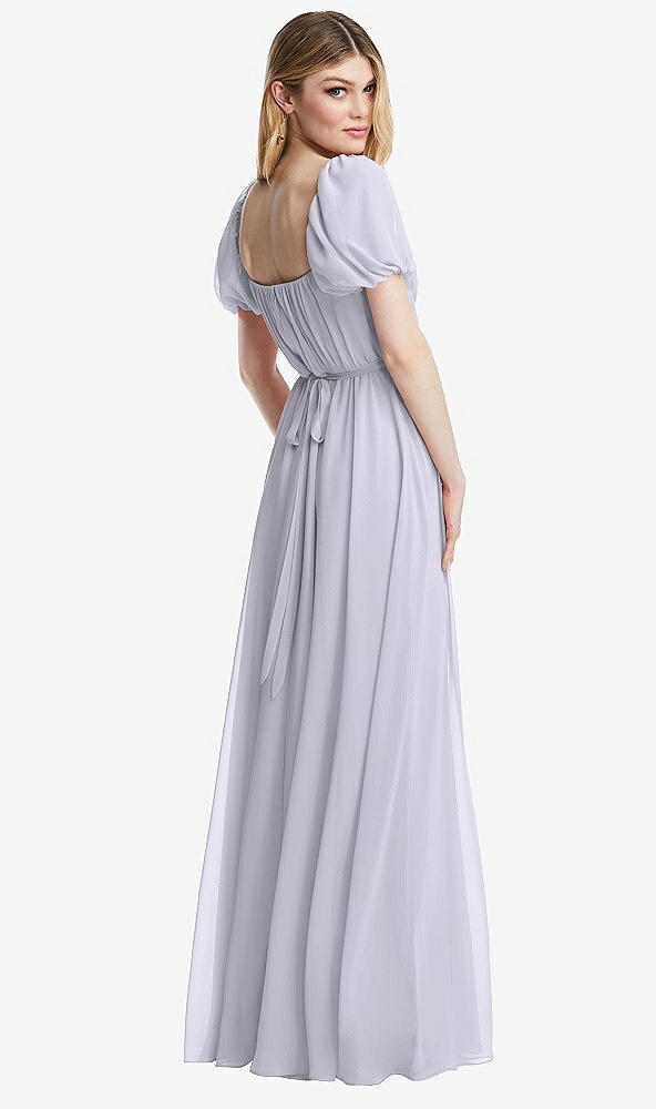 Back View - Silver Dove Regency Empire Waist Puff Sleeve Chiffon Maxi Dress