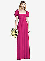 Alt View 1 Thumbnail - Think Pink Regency Empire Waist Puff Sleeve Chiffon Maxi Dress