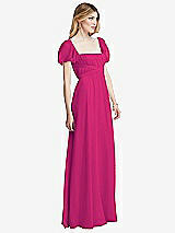 Side View Thumbnail - Think Pink Regency Empire Waist Puff Sleeve Chiffon Maxi Dress