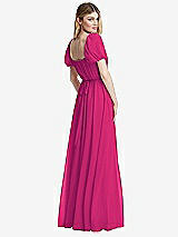 Rear View Thumbnail - Think Pink Regency Empire Waist Puff Sleeve Chiffon Maxi Dress