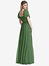 Rear View Thumbnail - Vineyard Green Regency Empire Waist Puff Sleeve Chiffon Maxi Dress