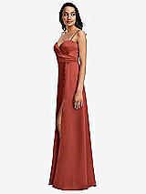 Side View Thumbnail - Amber Sunset Adjustable Strap Faux Wrap Maxi Dress with Covered Button Details