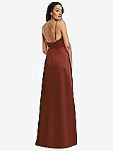 Rear View Thumbnail - Auburn Moon Adjustable Strap Faux Wrap Maxi Dress with Covered Button Details