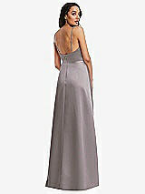 Rear View Thumbnail - Cashmere Gray Adjustable Strap Faux Wrap Maxi Dress with Covered Button Details