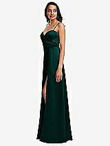 Side View Thumbnail - Evergreen Adjustable Strap Faux Wrap Maxi Dress with Covered Button Details