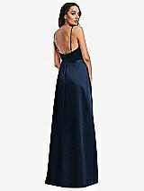 Rear View Thumbnail - Midnight Navy Adjustable Strap Faux Wrap Maxi Dress with Covered Button Details