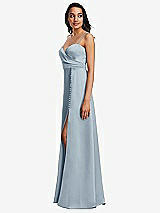 Side View Thumbnail - Mist Adjustable Strap Faux Wrap Maxi Dress with Covered Button Details