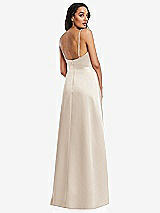 Rear View Thumbnail - Oat Adjustable Strap Faux Wrap Maxi Dress with Covered Button Details