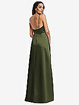 Rear View Thumbnail - Olive Green Adjustable Strap Faux Wrap Maxi Dress with Covered Button Details