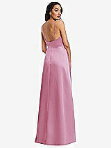 Rear View Thumbnail - Powder Pink Adjustable Strap Faux Wrap Maxi Dress with Covered Button Details