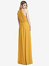 Rear View Thumbnail - NYC Yellow Illusion Back Halter Maxi Dress with Covered Button Detail