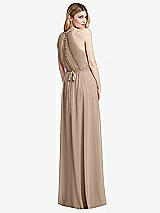 Rear View Thumbnail - Topaz Illusion Back Halter Maxi Dress with Covered Button Detail