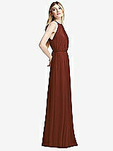 Side View Thumbnail - Auburn Moon Illusion Back Halter Maxi Dress with Covered Button Detail