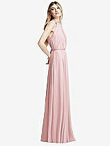 Side View Thumbnail - Ballet Pink Illusion Back Halter Maxi Dress with Covered Button Detail