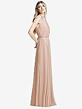 Side View Thumbnail - Cameo Illusion Back Halter Maxi Dress with Covered Button Detail