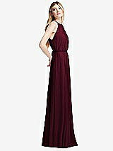 Side View Thumbnail - Cabernet Illusion Back Halter Maxi Dress with Covered Button Detail