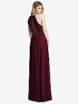Rear View Thumbnail - Cabernet Illusion Back Halter Maxi Dress with Covered Button Detail