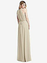 Rear View Thumbnail - Champagne Illusion Back Halter Maxi Dress with Covered Button Detail