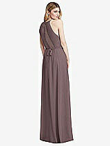 Rear View Thumbnail - French Truffle Illusion Back Halter Maxi Dress with Covered Button Detail
