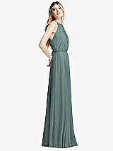 Side View Thumbnail - Icelandic Illusion Back Halter Maxi Dress with Covered Button Detail