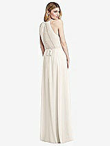 Rear View Thumbnail - Ivory Illusion Back Halter Maxi Dress with Covered Button Detail