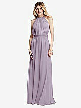 Front View Thumbnail - Lilac Haze Illusion Back Halter Maxi Dress with Covered Button Detail