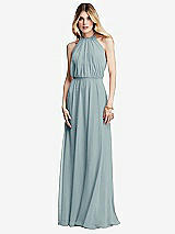 Front View Thumbnail - Morning Sky Illusion Back Halter Maxi Dress with Covered Button Detail