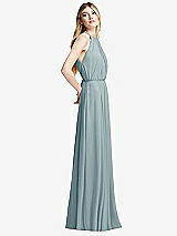 Side View Thumbnail - Morning Sky Illusion Back Halter Maxi Dress with Covered Button Detail