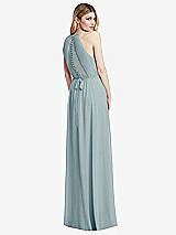 Rear View Thumbnail - Morning Sky Illusion Back Halter Maxi Dress with Covered Button Detail