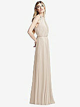 Side View Thumbnail - Oat Illusion Back Halter Maxi Dress with Covered Button Detail