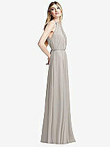 Side View Thumbnail - Oyster Illusion Back Halter Maxi Dress with Covered Button Detail