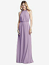 Front View Thumbnail - Pale Purple Illusion Back Halter Maxi Dress with Covered Button Detail