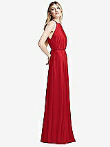 Side View Thumbnail - Parisian Red Illusion Back Halter Maxi Dress with Covered Button Detail