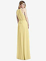 Rear View Thumbnail - Pale Yellow Illusion Back Halter Maxi Dress with Covered Button Detail