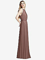 Side View Thumbnail - Sienna Illusion Back Halter Maxi Dress with Covered Button Detail