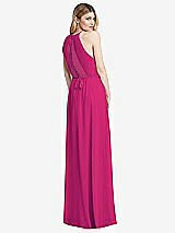 Rear View Thumbnail - Think Pink Illusion Back Halter Maxi Dress with Covered Button Detail