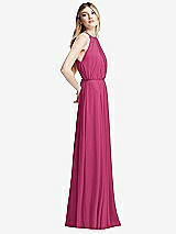 Side View Thumbnail - Tea Rose Illusion Back Halter Maxi Dress with Covered Button Detail