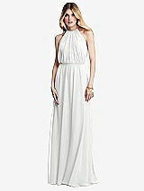 Front View Thumbnail - White Illusion Back Halter Maxi Dress with Covered Button Detail