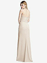 Alt View 3 Thumbnail - Oat Strapless Pleated Faux Wrap Trumpet Gown with Front Slit