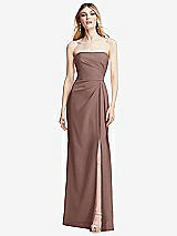 Alt View 1 Thumbnail - Sienna Strapless Pleated Faux Wrap Trumpet Gown with Front Slit