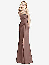 Alt View 2 Thumbnail - Sienna Strapless Pleated Faux Wrap Trumpet Gown with Front Slit