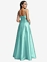 Rear View Thumbnail - Coastal Open Neckline Cutout Satin Twill A-Line Gown with Pockets