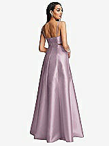 Rear View Thumbnail - Suede Rose Open Neckline Cutout Satin Twill A-Line Gown with Pockets