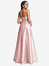 Rear View Thumbnail - Ballet Pink Open Neckline Cutout Satin Twill A-Line Gown with Pockets