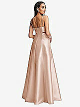 Rear View Thumbnail - Cameo Open Neckline Cutout Satin Twill A-Line Gown with Pockets