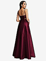Rear View Thumbnail - Cabernet Open Neckline Cutout Satin Twill A-Line Gown with Pockets