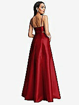 Rear View Thumbnail - Garnet Open Neckline Cutout Satin Twill A-Line Gown with Pockets