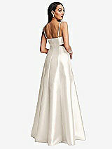 Rear View Thumbnail - Ivory Open Neckline Cutout Satin Twill A-Line Gown with Pockets