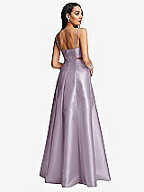 Rear View Thumbnail - Lilac Haze Open Neckline Cutout Satin Twill A-Line Gown with Pockets
